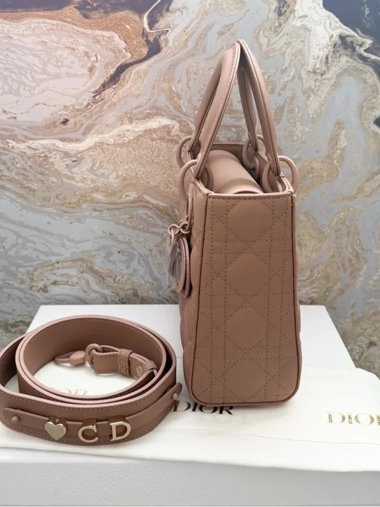 New! Christian Dior Medium  Ultra Matte Calfskin Cannage Lady Dior Bag - Picture 5 of 16